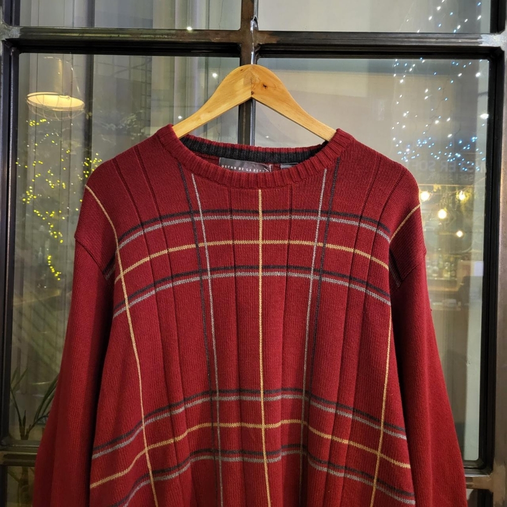 Men's Red Plaid Sweater